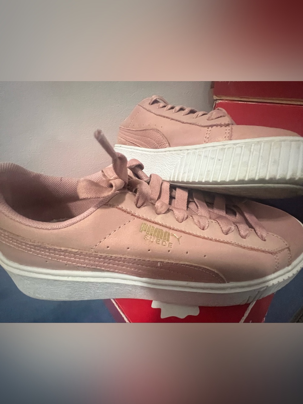 Puma Suede Platform Sneakers in Blush Pink